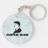 Super papa l Rode hart l Vaderdag Sleutelhanger (Achterkant)