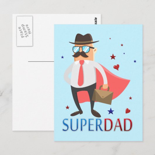 Super papa met een Schattige Briefkaart van heldha (Voorkant / Achterkant)