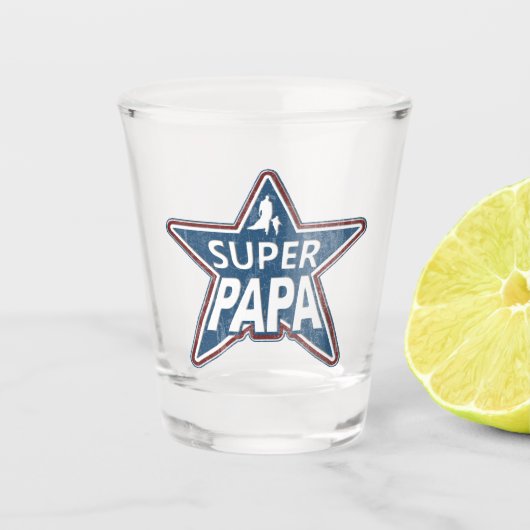 Super Papa Red White en Blue Shot Glas (Voorkant)