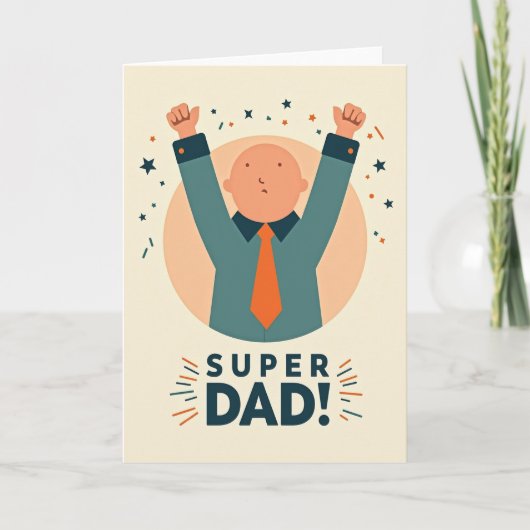 Super Papa Retro Stijl Kaart (Voorkant)