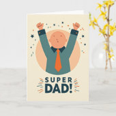 Super Papa Retro Stijl Kaart (Gele Bloem)