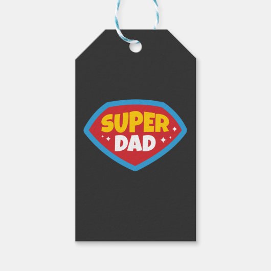 Super Papa Retro Superhelden Badge Cadeaulabel (Voorkant)