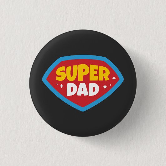 Super Papa Retro Superhelden Badge Ronde Button 3,2 Cm (Voorkant)