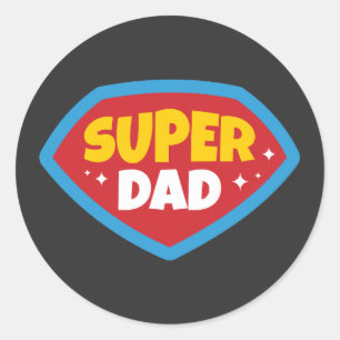 Super Papa Retro Superhelden Badge Ronde Sticker
