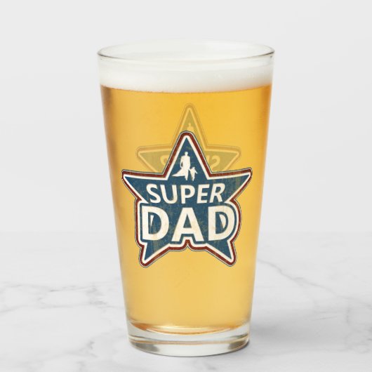 Super Papa Rood Wit en Blauw Glas (Voorkant gevuld)