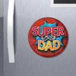 Super papa snor moderne grunge magneet<br><div class="desc">Super Dad Mustache Modern Grunge Magnets bevat de tekst "Super Dad" in moderne rode en gele typografie op een blauwe en rode grunge achtergrond geaccentueerd met een snor. Cadeaus voor papa voor verjaardag,  Vaderdag,  kerst,  feestdagen en meer. Creëer door Evco Studio www.zazzle.com/store/evcostudio</div>