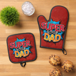Super papa snor moderne grunge ovenwant & pannenlap set