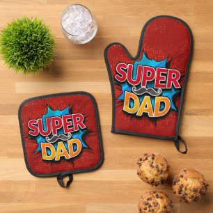 Super papa snor moderne grunge ovenwant & pannenlap set