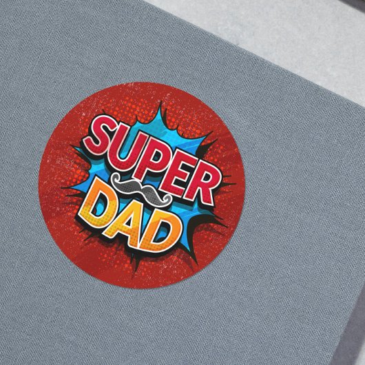 Super papa snor moderne grunge ronde sticker