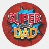 Super papa snor moderne grunge ronde sticker (Voorkant)