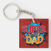 Super papa snor moderne grunge sleutelhanger (Voorkant)