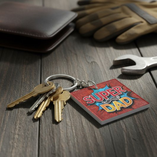 Super papa snor moderne grunge sleutelhanger