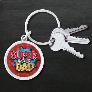 Super papa snor moderne grunge sleutelhanger