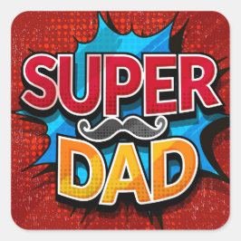 Super papa snor moderne grunge vierkante sticker