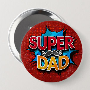 Super Papa Snorhaar Strips Grunge Ronde Button 4,0 Cm