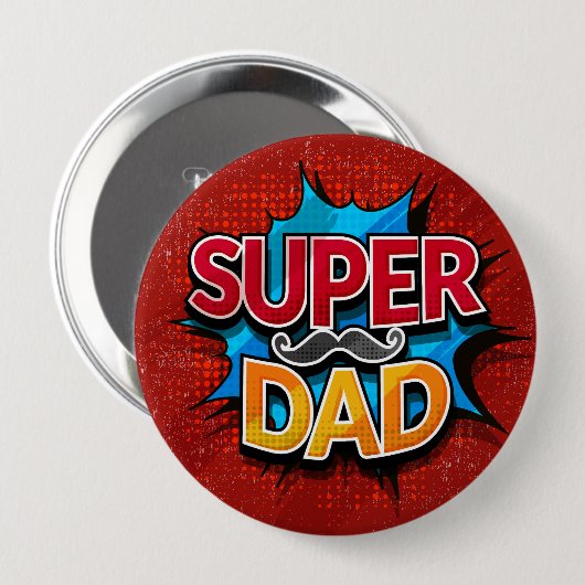 Super Papa Snorhaar Strips Grunge Ronde Button 4,0 Cm (Voorkant /achterkant)