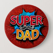 Super Papa Snorhaar Strips Grunge Ronde Button 4,0 Cm (Voorkant)