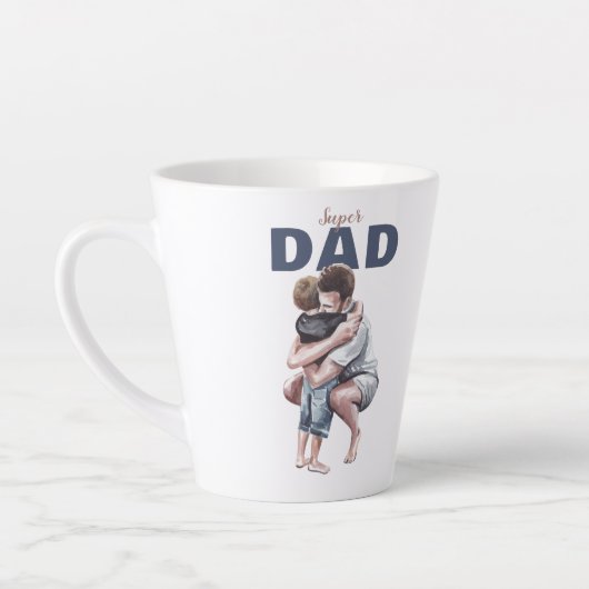 Super Papa Watercolor Design Latte Mok (Links)