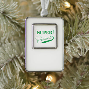 Super Parent Verzilverd Omlijst Ornament