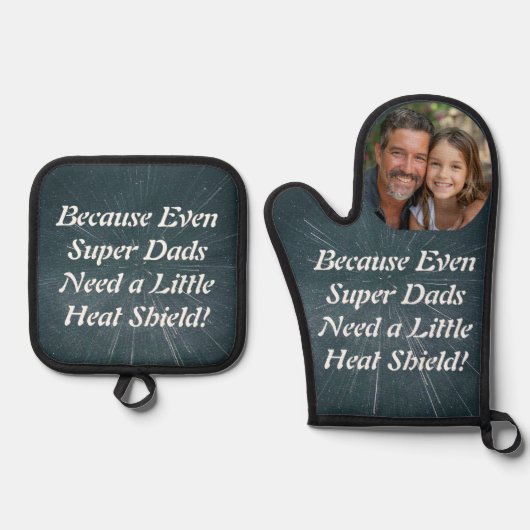 Super Pa's Heat Shield: Gepersonaliseerd Ovenwant & Pannenlap Set (Voorkant)