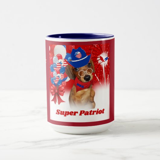 Super Patriot Dachshund Koffie Mok (Midden)