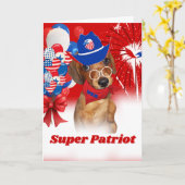 Super Patriot Dausshond Wenskaart Kaart (Gele Bloem)
