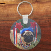 Super Patriotic Pug Sleutelhanger (Voorkant)