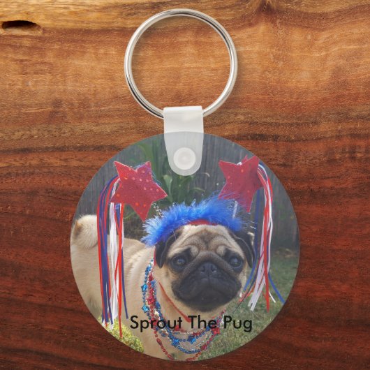 Super Patriotic Pug Sleutelhanger (Voorkant)
