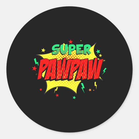 Super Pawpaw Comic Theme Style Superhero Vaders Ronde Sticker (Voorkant)
