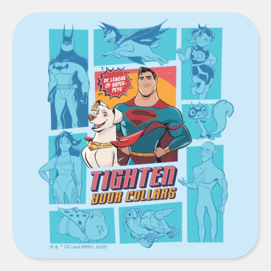 Super Pets & Justice League - Draai je vingers aan Vierkante Sticker (Voorkant)