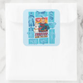 Super Pets & Justice League - Draai je vingers aan Vierkante Sticker (Tas)