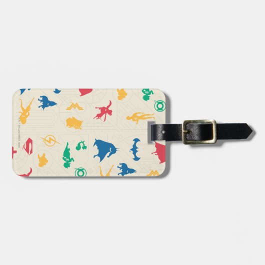 Super Pets & Justice League Silhouette Pattern Bagagelabel (Voorkant horizontaal)