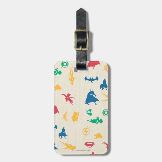Super Pets & Justice League Silhouette Pattern Bagagelabel (Voorkant verticaal)