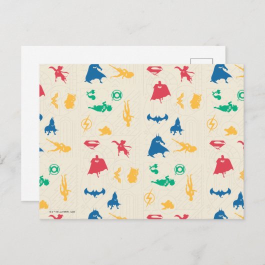 Super Pets & Justice League Silhouette Pattern Briefkaart (Voorkant / Achterkant)