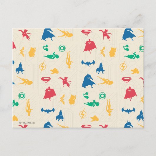 Super Pets & Justice League Silhouette Pattern Briefkaart (Voorkant)