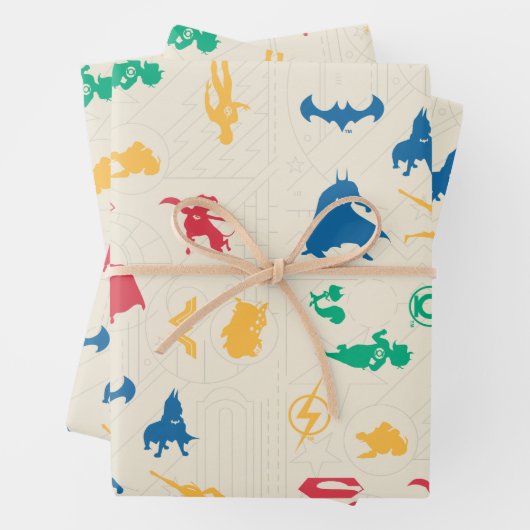 Super Pets & Justice League Silhouette Pattern Inpakpapier Vel (In situ)
