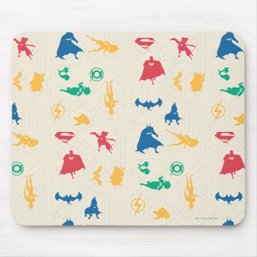 Super Pets & Justice League Silhouette Pattern Muismat (Voorkant)