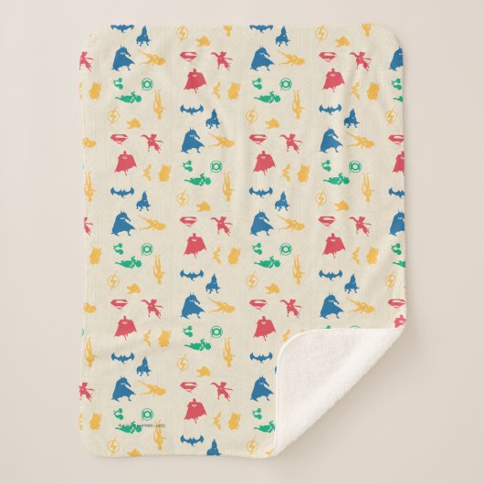 Super Pets & Justice League Silhouette Pattern Sherpa Deken (Voorkant)