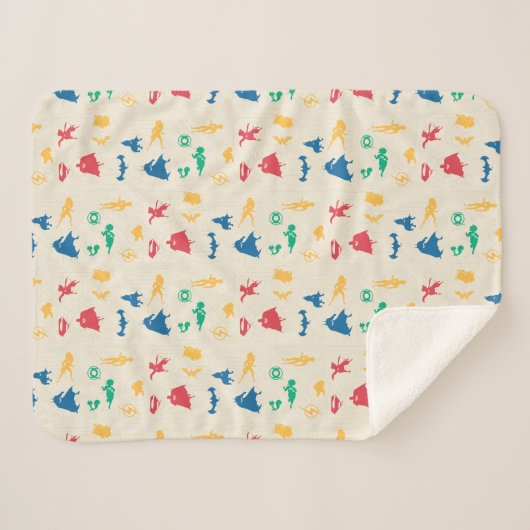 Super Pets & Justice League Silhouette Pattern Sherpa Deken (Voorkant (horizontaal))