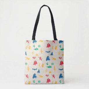 Super Pets & Justice League Silhouette Pattern Tote Bag