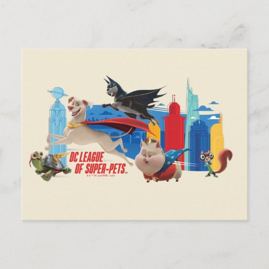 Super-Pets patrouillerende metropolis Briefkaart (Voorkant)