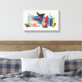 Super-Pets patrouillerende metropolis Canvas Afdruk (Insitu (Slaapkamer))