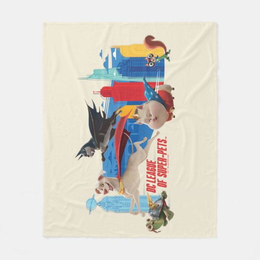 Super-Pets patrouillerende metropolis Fleece Deken (Voorkant)