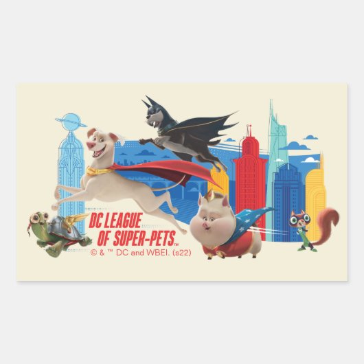 Super-Pets patrouillerende metropolis Rechthoekige Sticker (Voorkant)