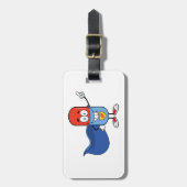Super Pill Cartoon Held Karakter Bagagelabel (Voorkant verticaal)