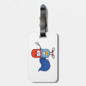 Super Pill Cartoon Held Karakter Bagagelabel (Achterkant verticaal)