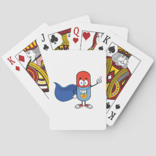Super Pill Cartoon Held Karakter Pokerkaarten