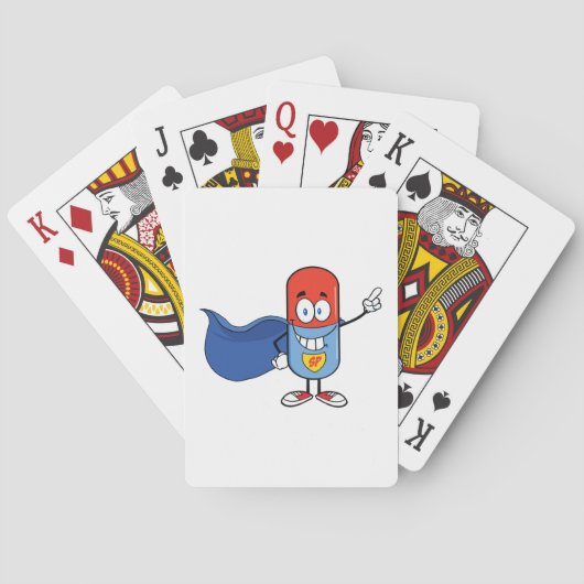 Super Pill Cartoon Held Karakter Pokerkaarten (Achterkant)