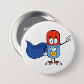 Super Pill Cartoon Hero Character Ronde Button 7,6 Cm (Voorkant /achterkant)