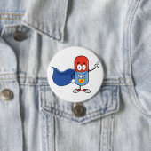 Super Pill Cartoon Hero Character Ronde Button 7,6 Cm (In situ)
